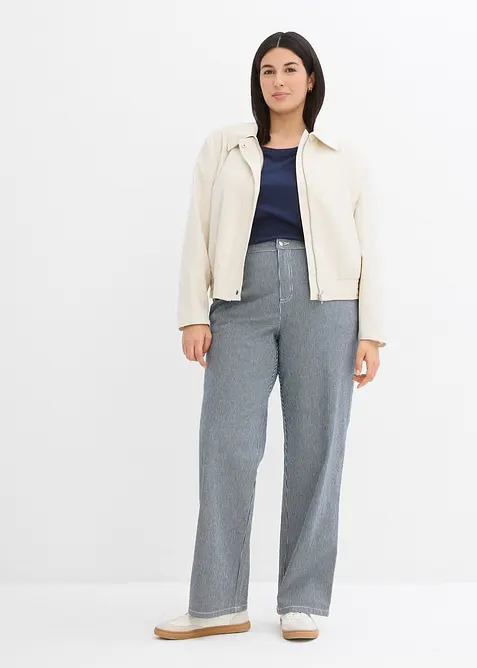 Jeans a righe loose straight, vita alta, bonprix