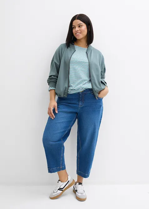 Jeans barrel cropped, vita media, bonprix