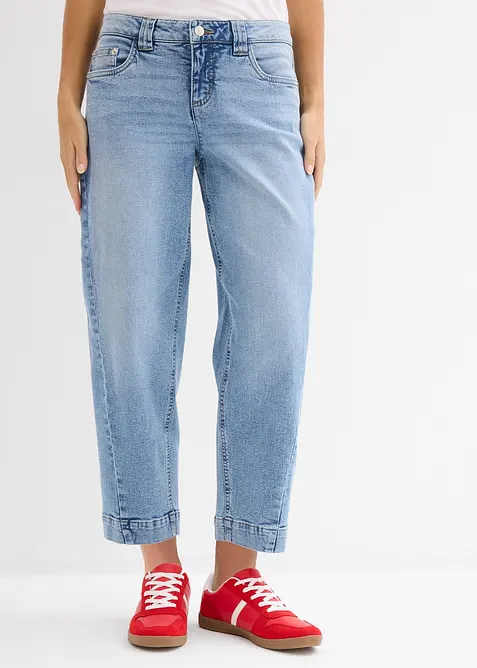 Jeans barrel cropped, vita media, bonprix