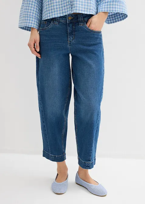 Jeans barrel cropped, vita media, bonprix