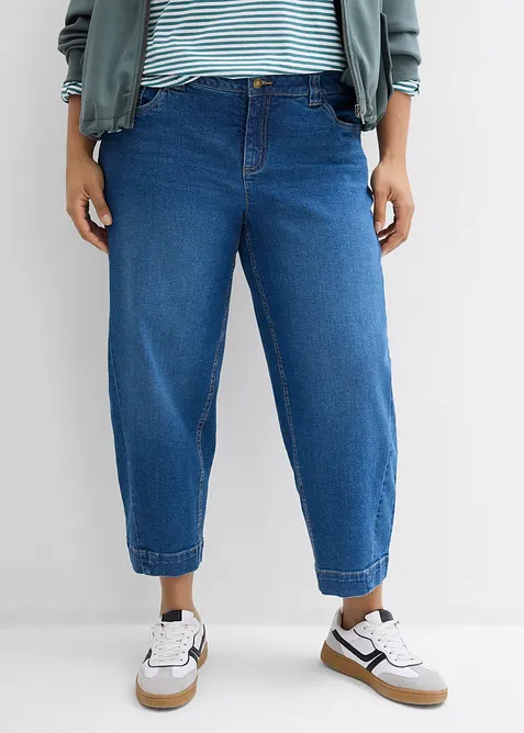 Jeans barrel cropped, vita media, bonprix