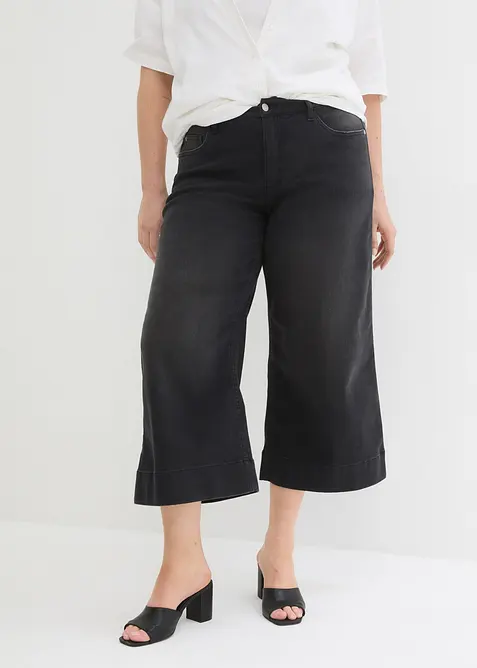 Jeans culotte cropped elasticizzati ultra morbidi, bonprix