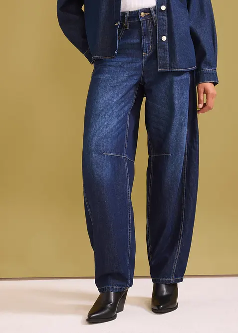 Jeans barrel super soft, vita media, bonprix