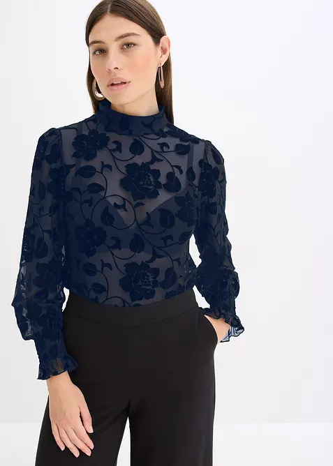 Maglia a maniche lunghe leggermente trasparente, bonprix