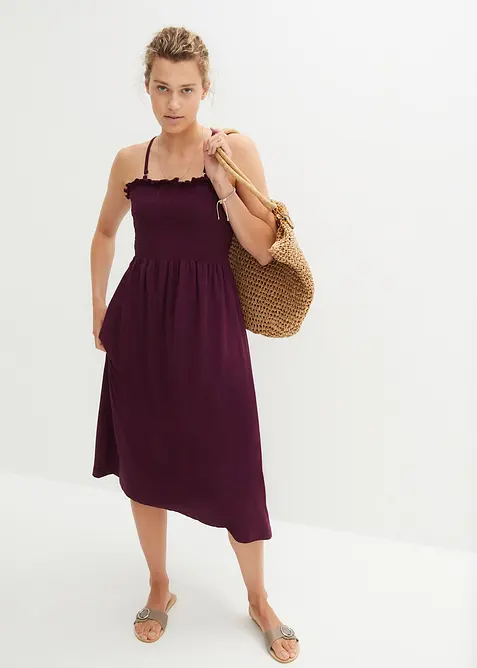 Abito di jersey al polpaccio con lavorazione smock, bonprix