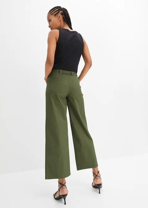Pantaloni wide leg con cinta comoda, vita alta, bonprix
