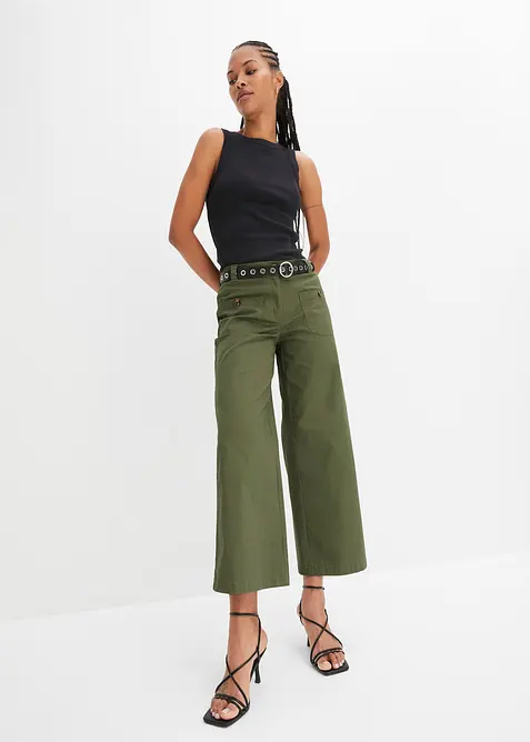 Pantaloni wide leg con cinta comoda, vita alta, bonprix