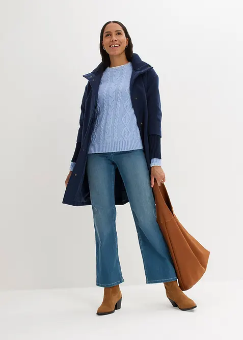 Maglione in filato grosso con lavorazione a trecce, bonprix