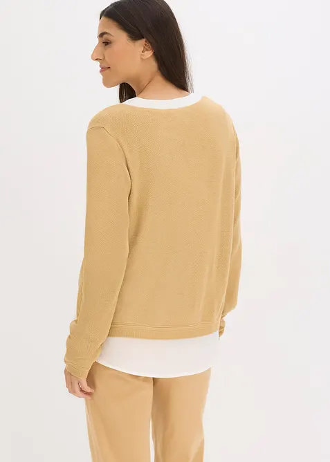 Maglione in filato fine con inserti effetto camicia, bonprix