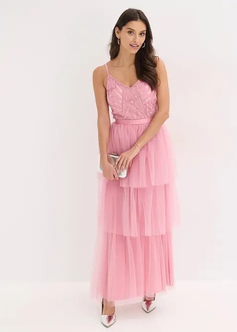 Abito da sera con pizzo e gonna in tulle fine, bonprix