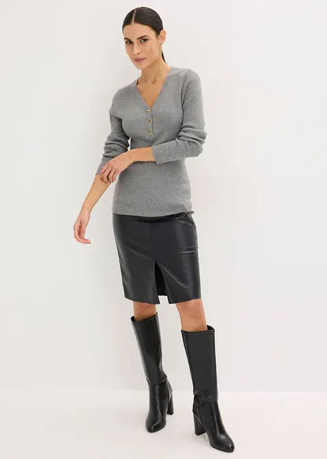 Maglione a coste con viscosa, bonprix