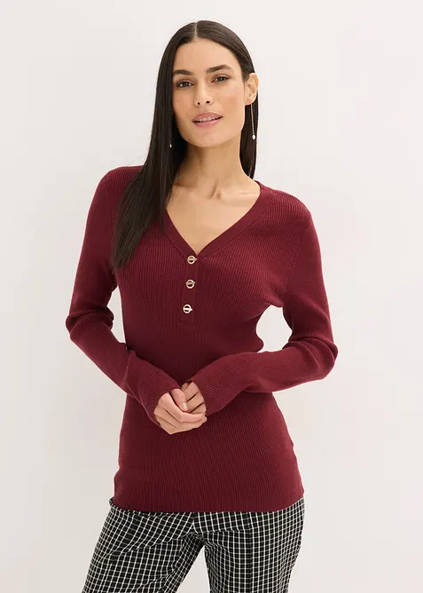 Maglione a coste con viscosa, bonprix