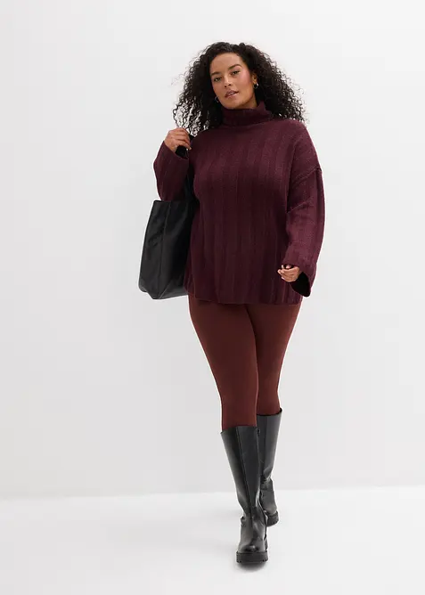 Maglione a coste a collo alto, bonprix