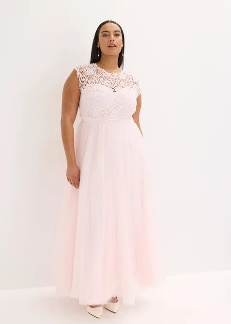Abito da sera con pizzo e gonna in tulle fine, bonprix