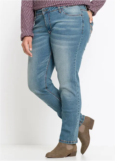 Jeans elasticizzati straight, vita media, bonprix
