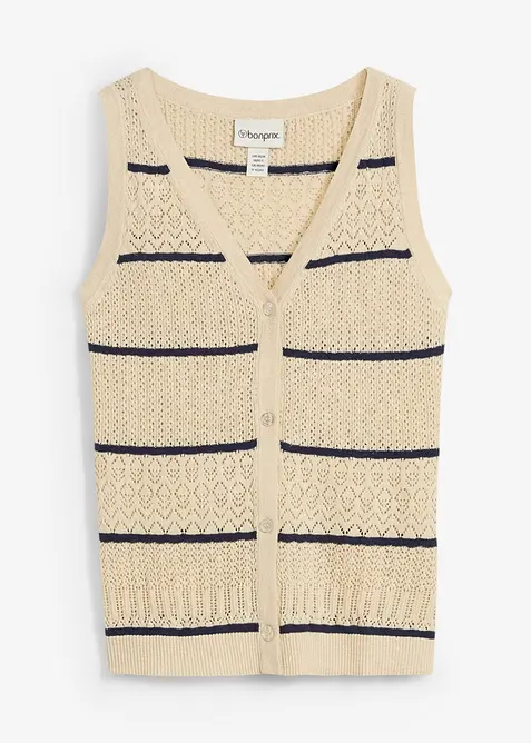 Gilet in maglia traforata con percentuale di lino, bonprix