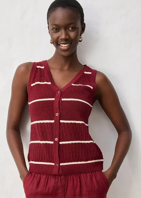 Gilet in maglia traforata con percentuale di lino, bonprix