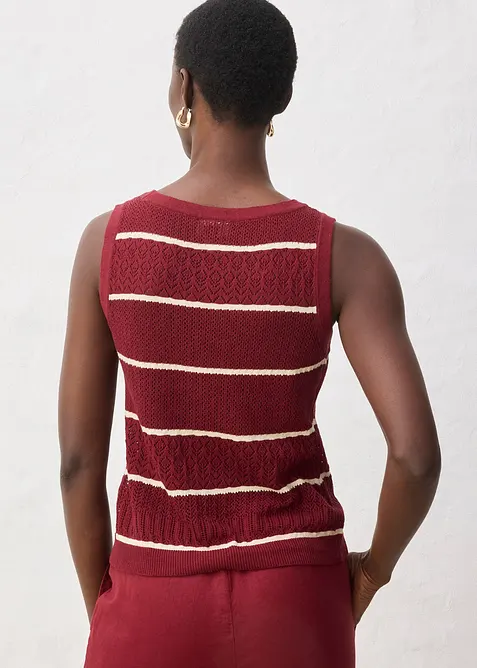 Gilet in maglia traforata con percentuale di lino, bonprix