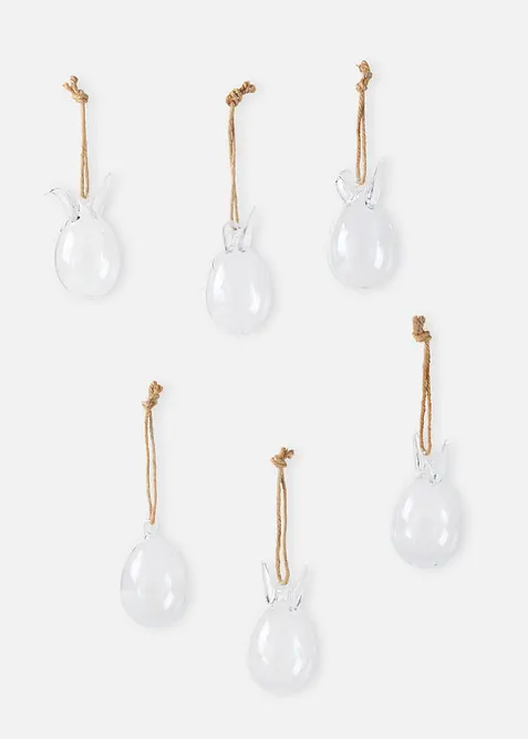 Coniglietti decorativi in vetro da appendere (pacco da 6), bonprix