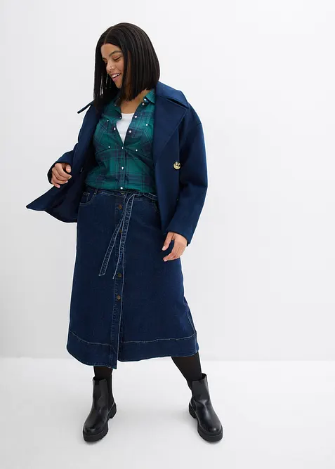 Gonna midi di jeans con bottoni, bonprix