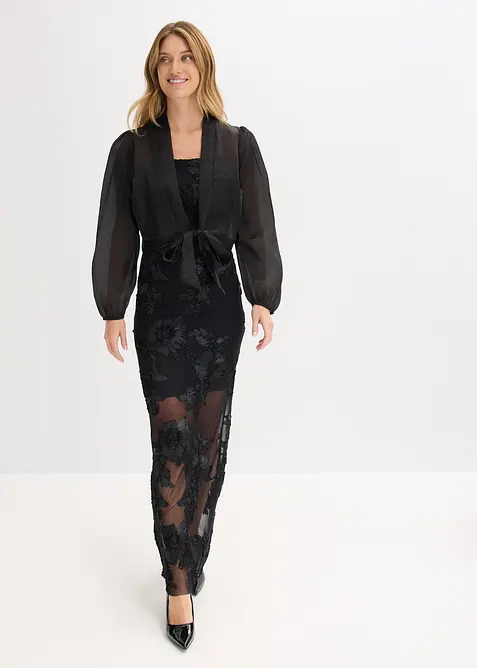 Abito lungo con ricami floreali, bonprix