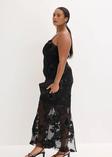 Abito lungo con ricami floreali, bonprix