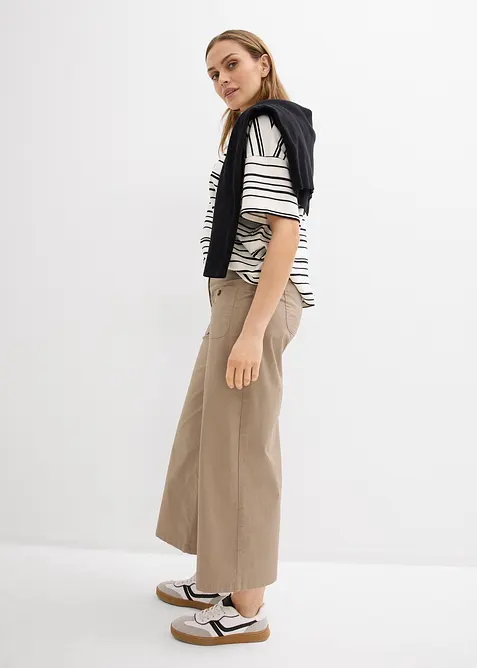 Pantaloni wide leg con cinta comoda, vita alta, bonprix