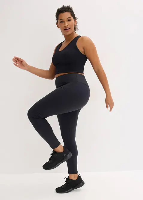 Leggings sportivi modellanti in tessuto sostenuto dalla mano simile al cotone, bonprix
