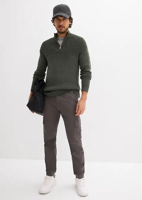 Pantaloni cargo relaxed fit in puro cotone, tapered, bonprix