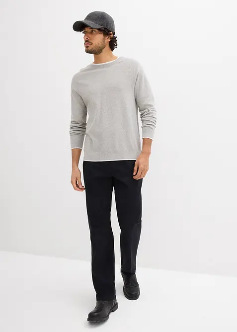 Maglione in filato fine con collo doppio, bonprix