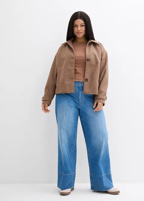 Jeans wide leg, vita alta, bonprix