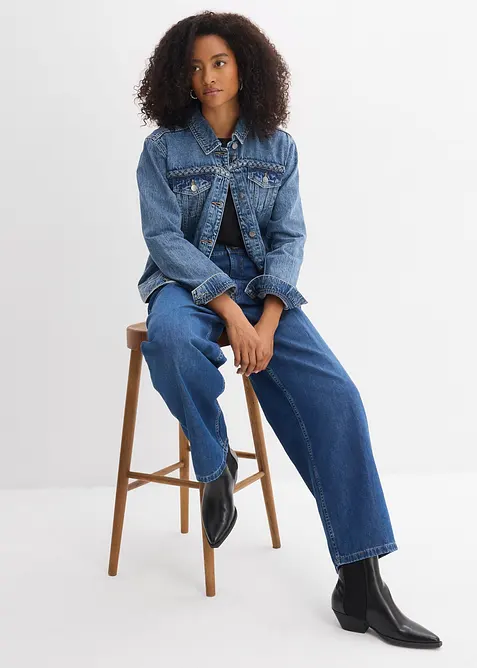 Giacca di jeans con dettaglio intrecciato, bonprix