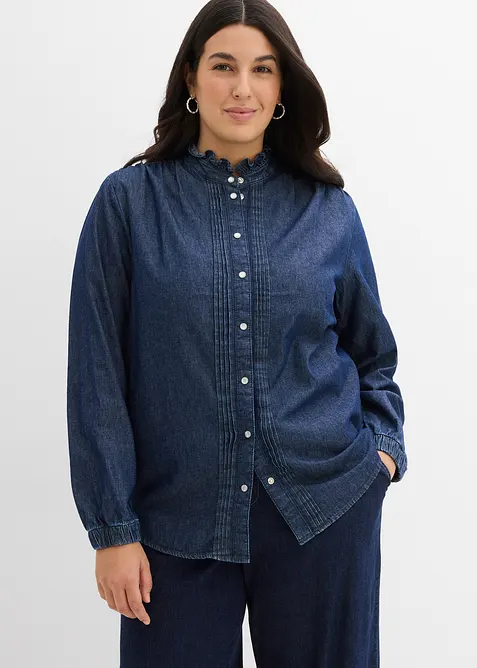 Camicia in jeans di cotone biologico con volant, bonprix