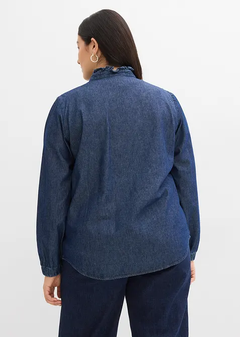 Camicia in jeans di cotone biologico con volant, bonprix
