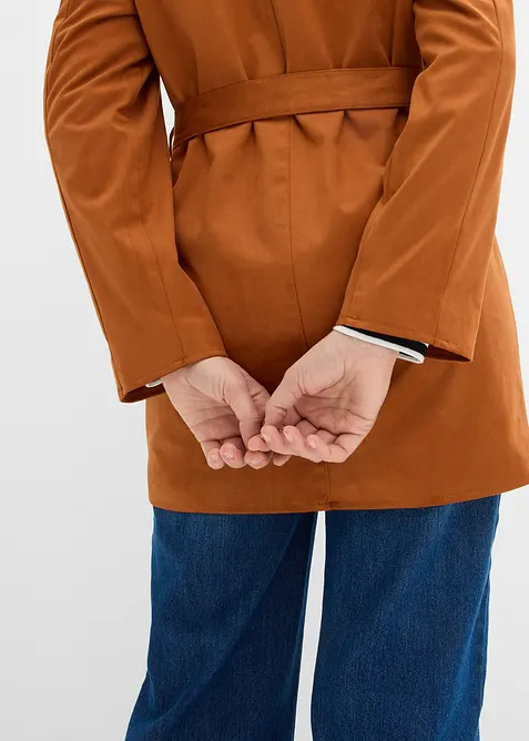 Giaccone in similpelle scamosciata con cintura, bonprix