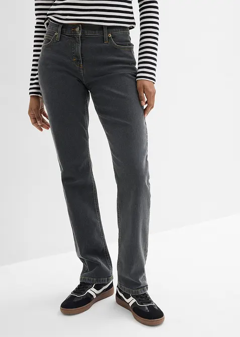 Jeans straight elasticizzati, vita media, bonprix