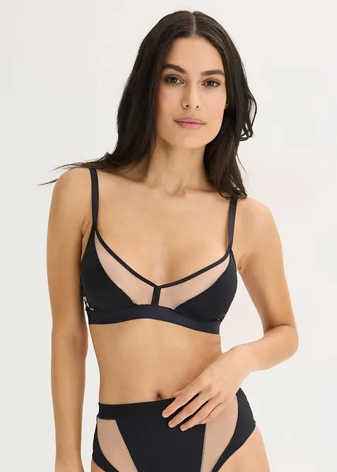 Bralette senza ferretto con inserti trasparenti, bonprix