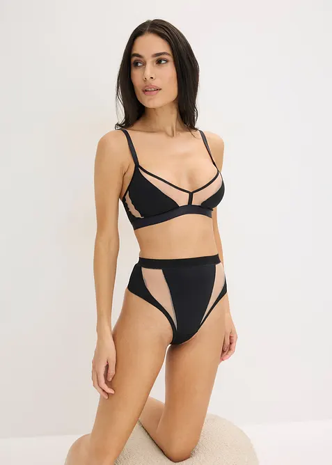 Bralette senza ferretto con inserti trasparenti, bonprix