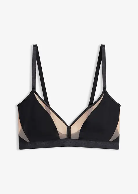 Bralette senza ferretto con inserti trasparenti, bonprix