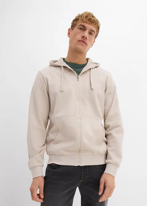 Felpa con zip e cappuccio regular fit, bonprix