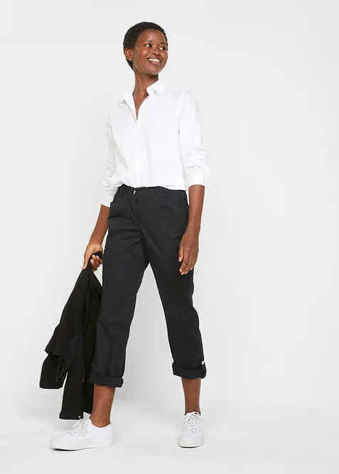 Giacca in twill di cotone con inserti laterali elasticizzati, bonprix