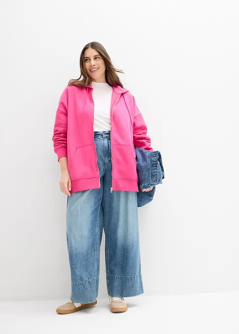 Felpa con zip e cappuccio, bonprix