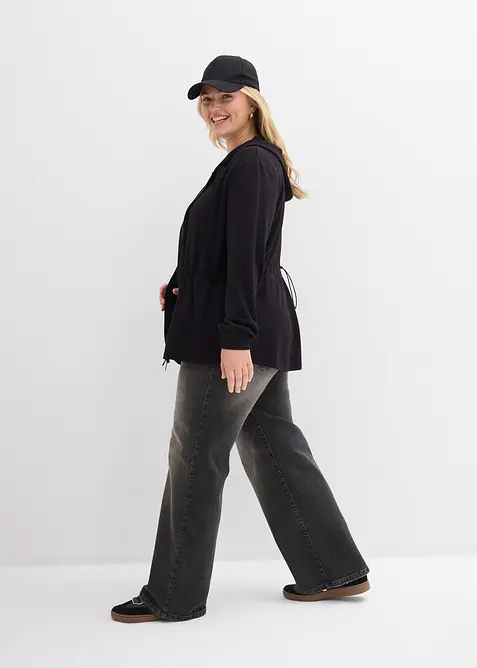 Felpa con zip, cappuccio ed elastico, bonprix