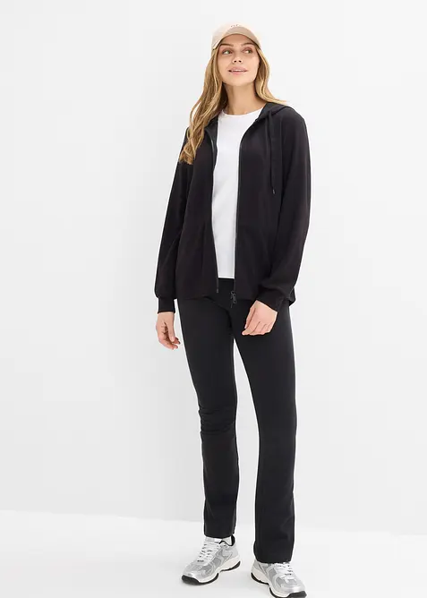 Felpa con zip, cappuccio ed elastico, bonprix