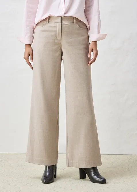 Pantaloni 5 tasche larghi con lana, bonprix