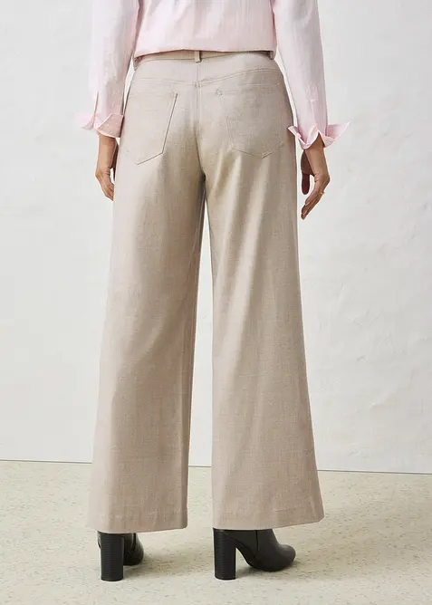 Pantaloni 5 tasche larghi con lana, bonprix