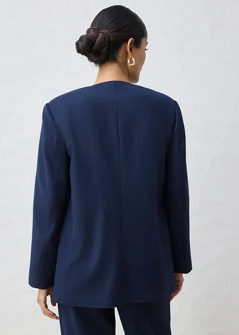 Blazer senza collo in morbido misto lana, bonprix