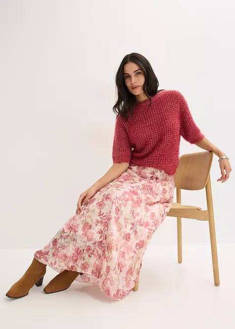 Gonna di chiffon con effetto crinkle, bonprix