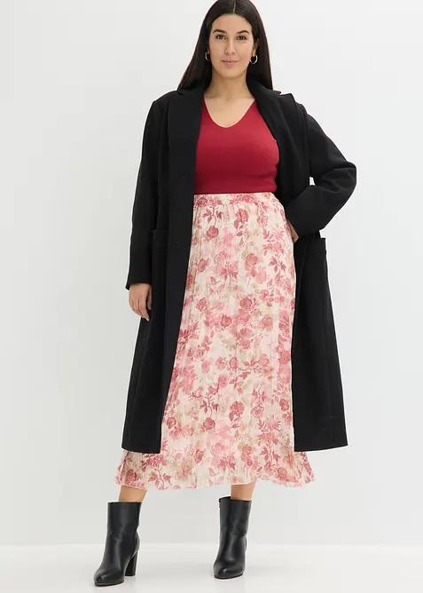 Gonna di chiffon con effetto crinkle, bonprix