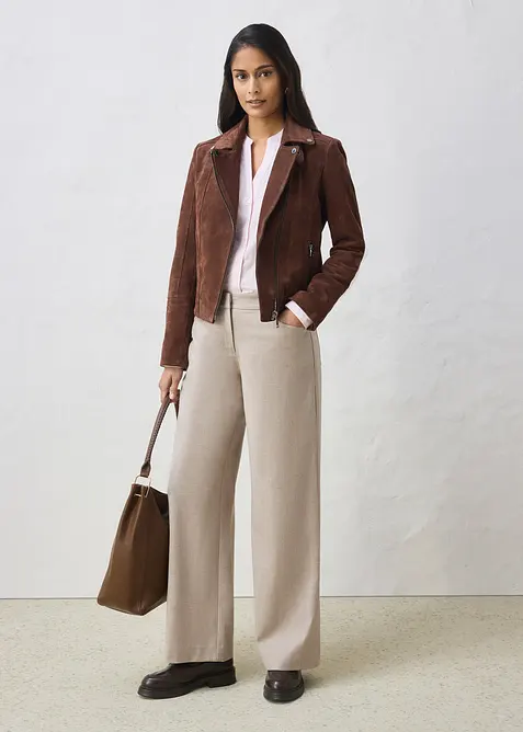 Giacca biker in pelle scamosciata, bonprix